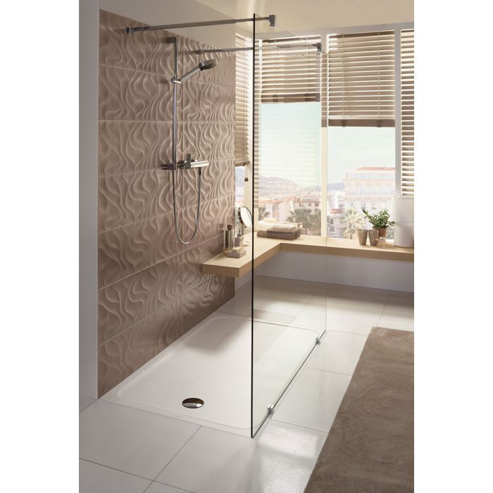 Plato de ducha rectangular de cerámica extraplano Villeroy & Boch Lifetime Plus, 140 x 90 x 3,5 cm, blanco.