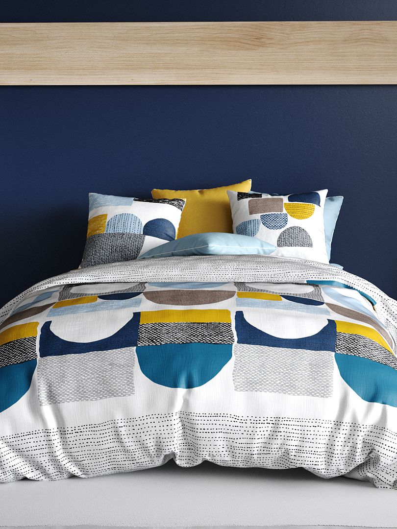 Tweepersoonsbedset - grijs/blauw