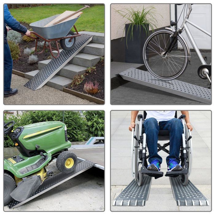 VOUNOT® Juego de 2 rampas de carga de acero galvanizado de 160 cm - Carga máxima de 400 kg - Rampa de acceso antideslizante y anticorrosión
