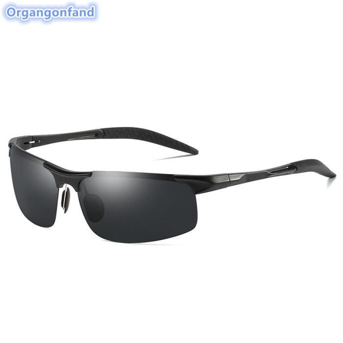 Gafas de sol para hombre, aluminio y magnesio, para conducir al aire libre, polarizadas, modernas, color negro.