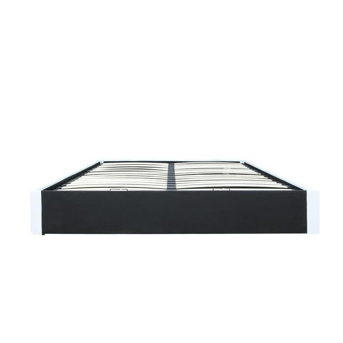 Cama adulta ECLIPSE de 140x190 cm con caja de almacenamiento - Piel sintética blanca