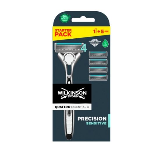 Wilkinson Sword Quattro Titanium Sensitive maszynka do golenia dla mężczyzn rączka   5 wkładów