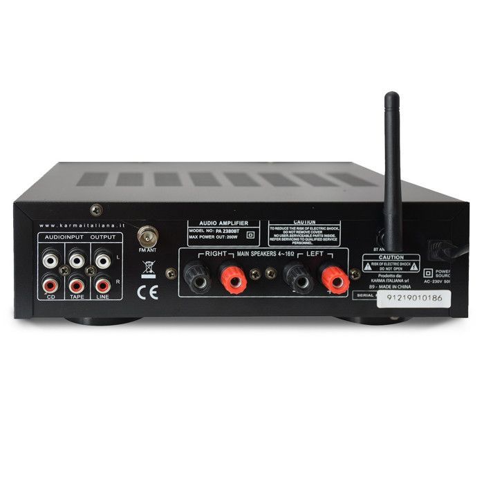 KARMA PA 2380BT 2x 50W Stereo HiFi Amplifier with LCD Screen - USB, MP3, SD, Bluetooth, FM Radio - 2 Microphone Inputs