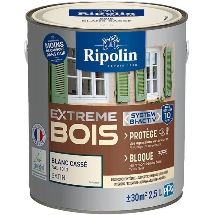 Pintura para madera Extreme - Blanco roto RAL 1013 Satinado - RIPOLIN - 2,5 L