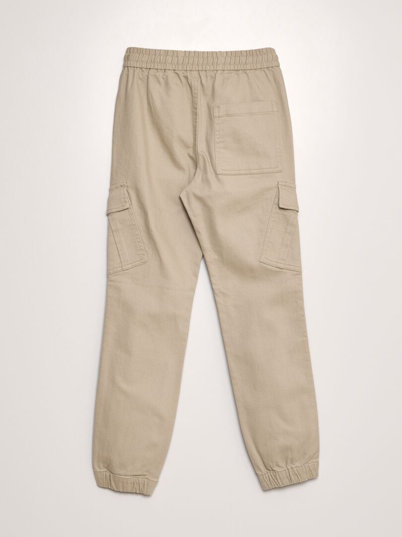 Fleece joggingbroek met zijzakken - BEIGE