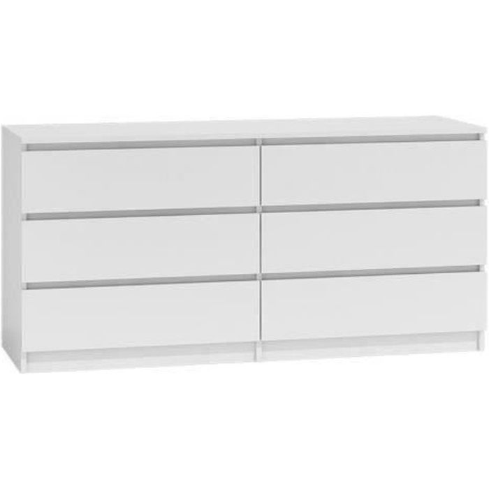 ASTER T6 - Cómoda para dormitorio/oficina/sala de estar 138x40x77 cm / 6 cajones - Mueble de almacenamiento moderno, cómoda de estilo escandinavo - Armario