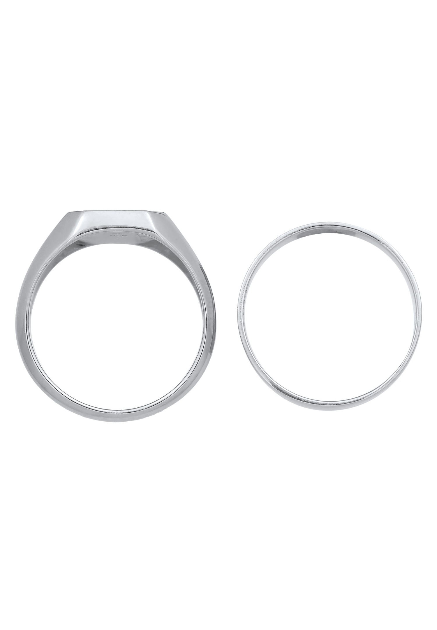 KUZZOI Hommes Sceau Bande angulaire Set de 2 avec émail en Argent Sterling 925