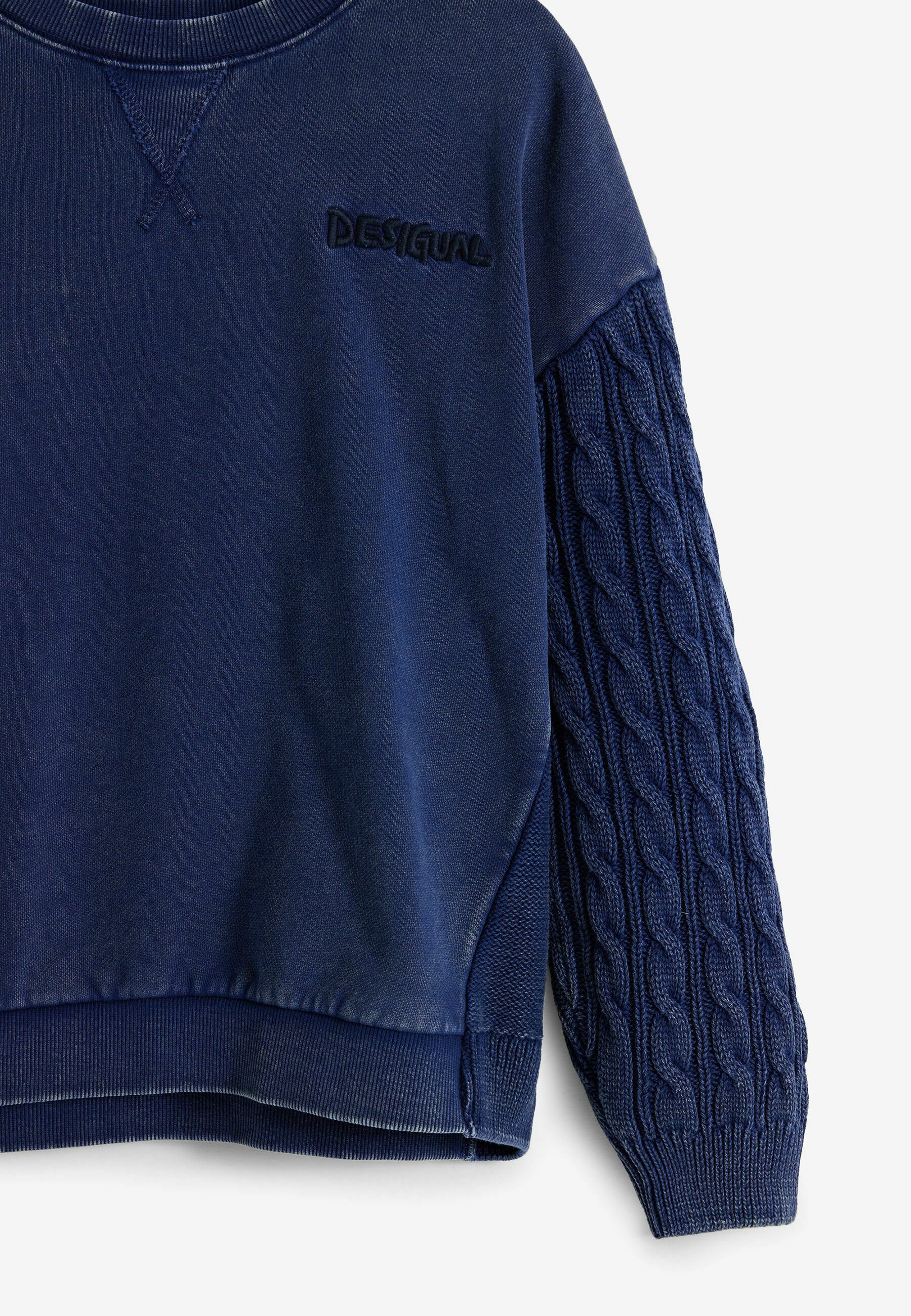 Sweat-shirt Desigual à manches câblées - bleu