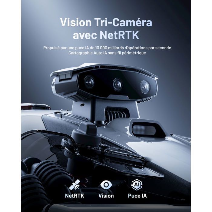 MAMMOTION LUBA Mini 2 AWD 1000 Robot Tondeuse sans fil périphérique, Vision IA à triple caméra + NetRTK, Pentes 80% ,Jusqu’à 1000 m²