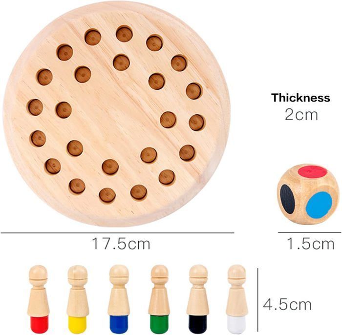 Brinquedo infantil para crianças de 3 anos, Jogos Montessori para crianças de 3 anos, Xadrez da Memória de Madeira, Jogo Educativo para Crianças de 3 Anos, Jogos de Tabuleiro para Melhorar a Memória Clássica