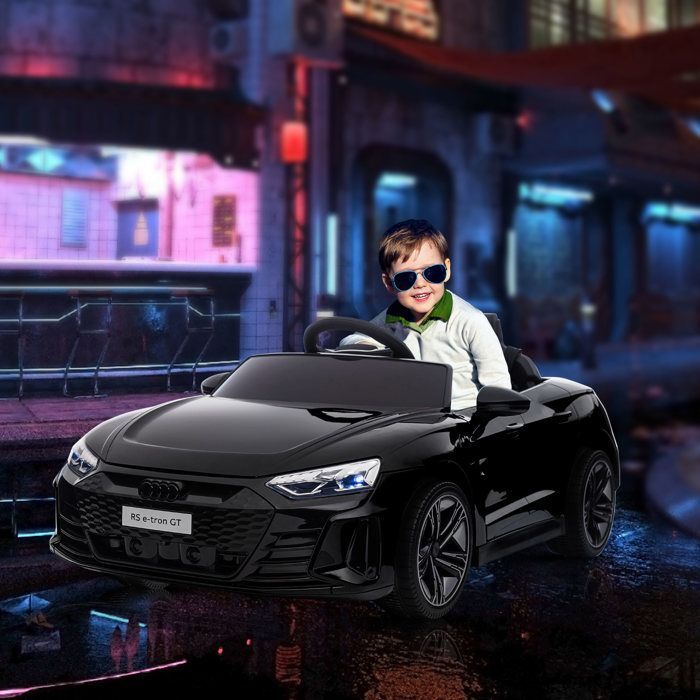 Coche eléctrico - HOMCOM - Audi RS E-tron GT de 12 V con licencia oficial para niños, mando a distancia con sonidos - PP - negro