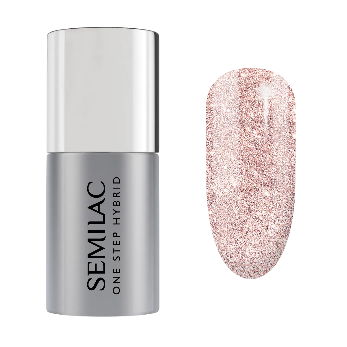 Semilac Lakier hybrydowy One Step Hybrid S245 Glitter Pink Beige 5ml