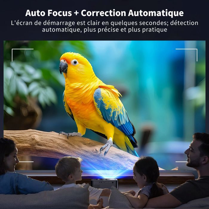 【Netflix integrado】Proyector 4K con enfoque automático y corrección trapezoidal, 30000 lúmenes, portátil, WiFi 6, Bluetooth 5.2, resolución 1080p FHD para iOS/Android
