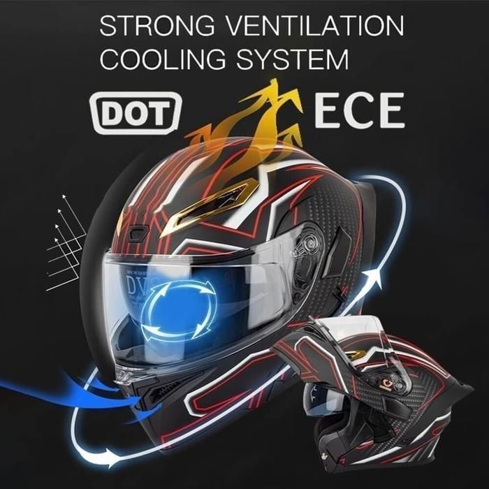 Casco modular para motocicleta con certificación DOT, Bluetooth, diseño unisex y construcción en fibra de carbono. Incluye visera antivaho.