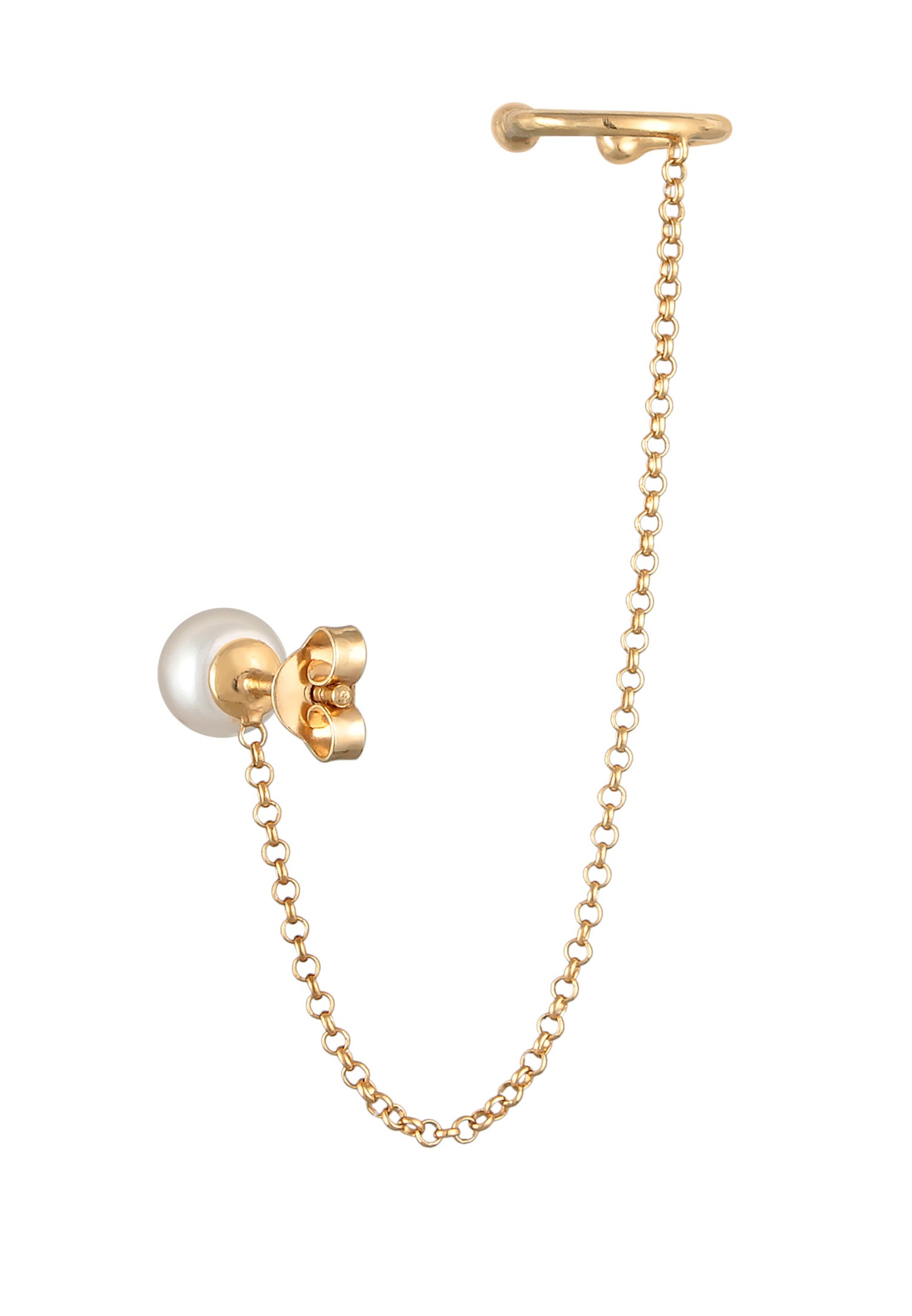 Elli Femmes Earcuff de serrage avec Perle de Culture d'Eau Douce en argent sterling 925 plaqué or