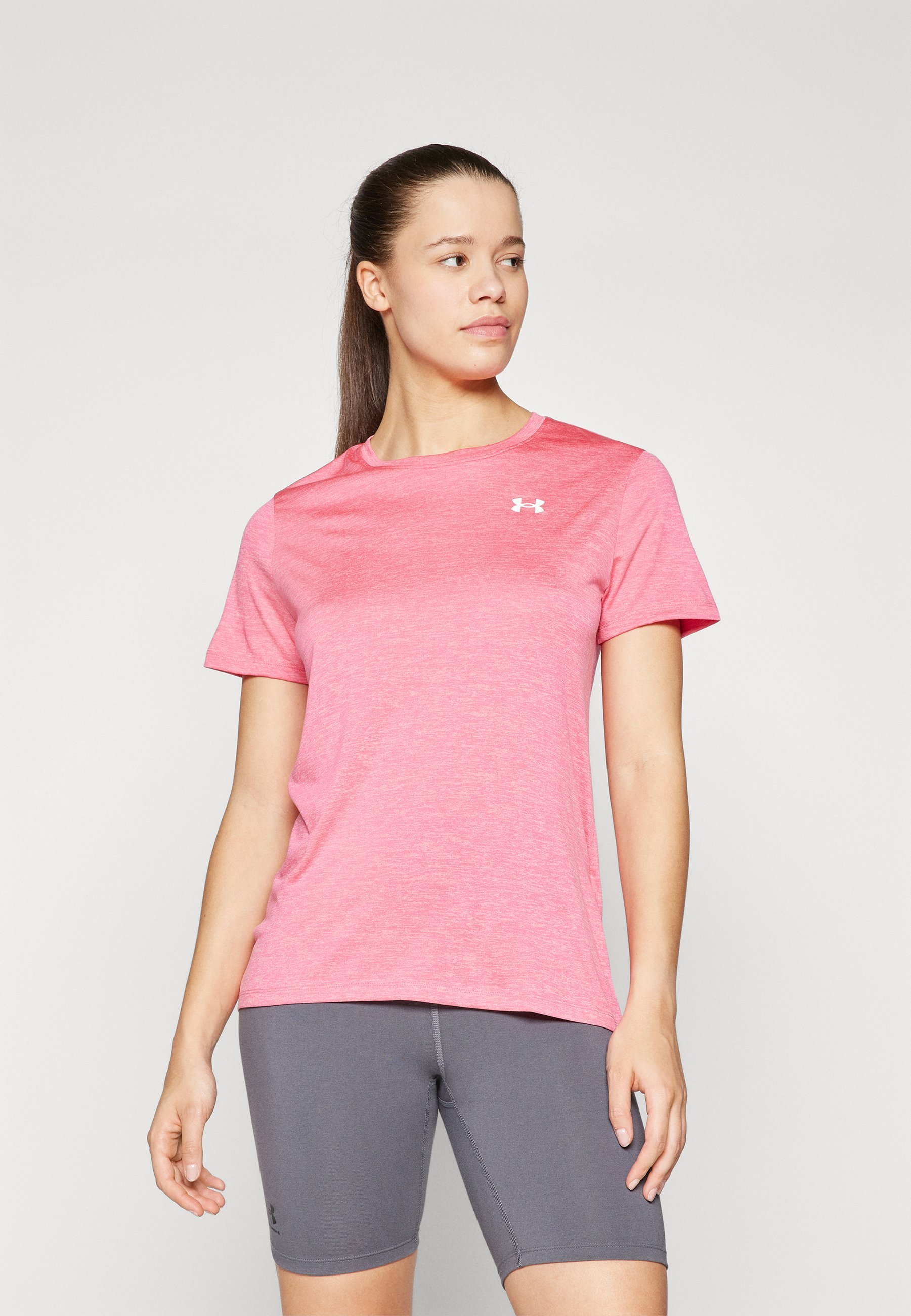 T-shirt de sport Under Armour TECH TWIST - rose vif/blanc