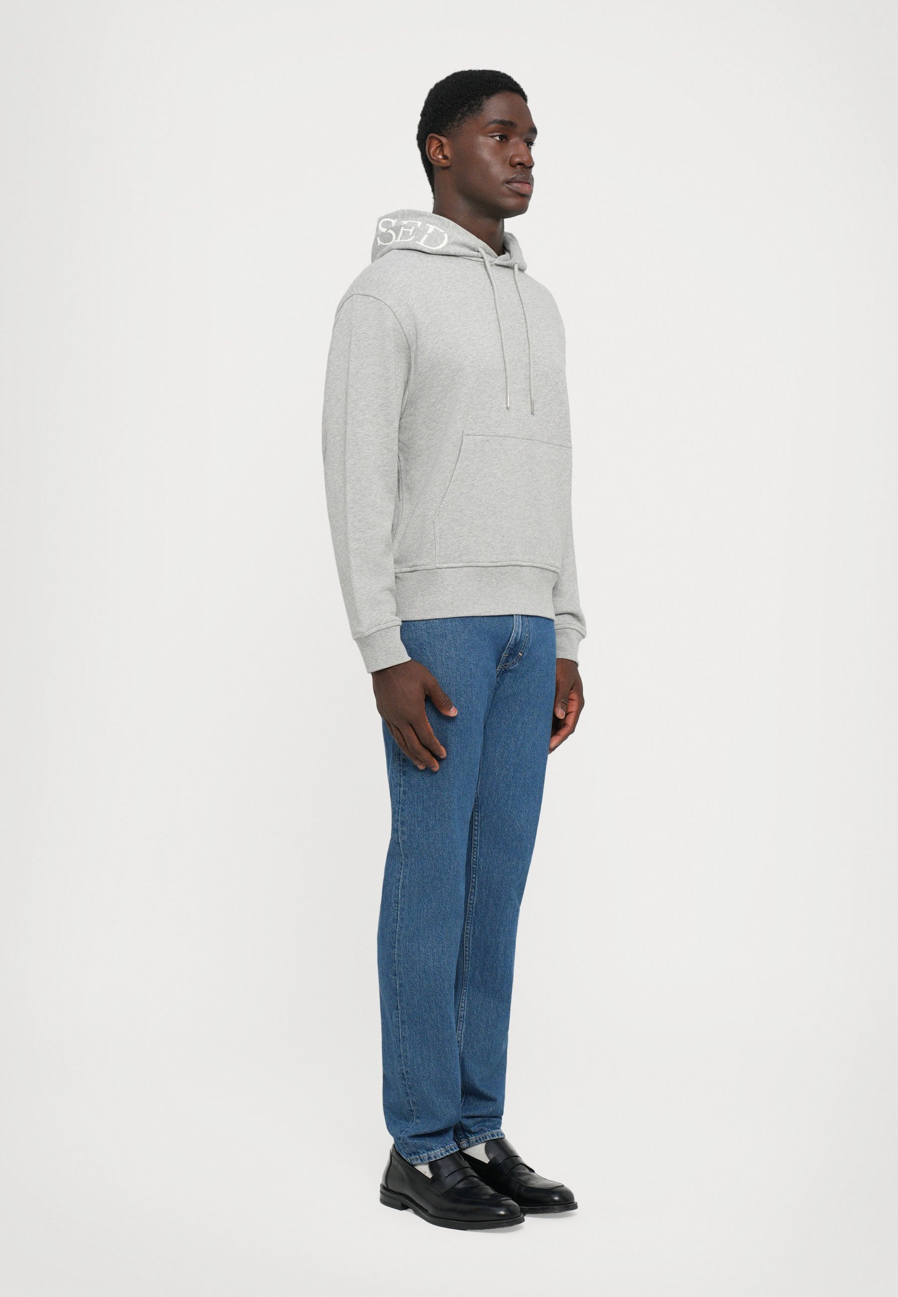 SWEAT À CAPUCHE BRODÉ FERMÉ - Sweat-shirt - gris clair chiné