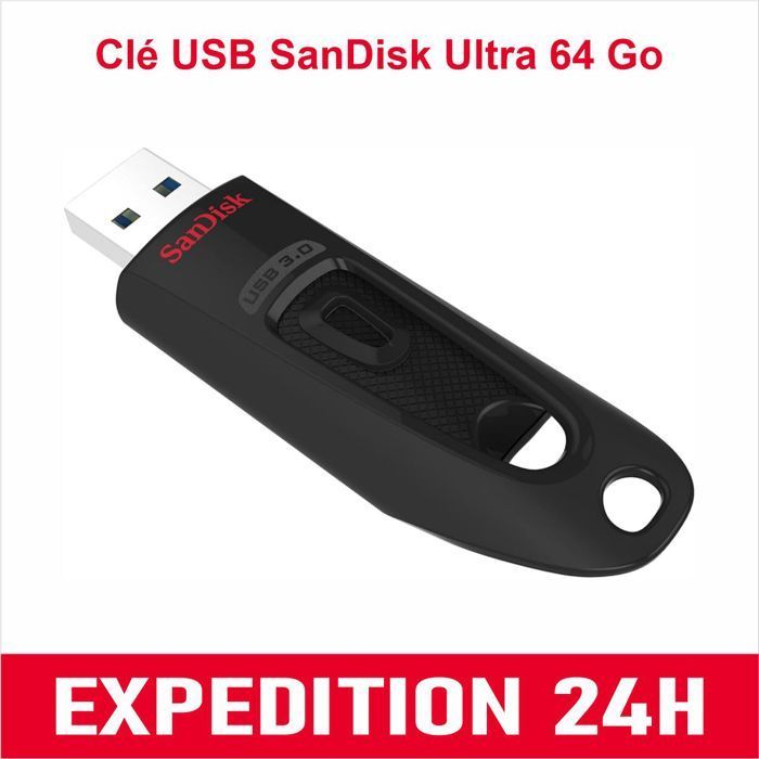Memoria USB - SanDisk - Ultra - 64 GB - USB 3.0 - Lectura de 130 MB/s