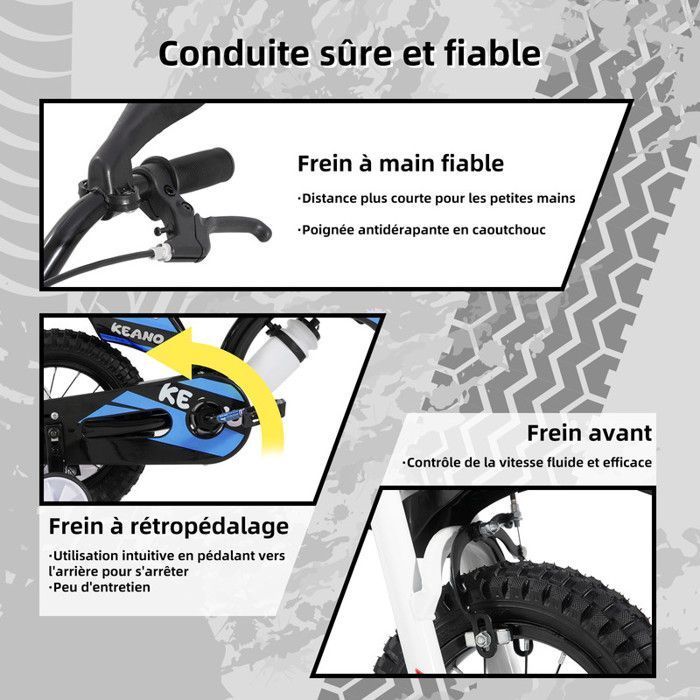 Vélo enfant JOYSTAR - 12 pouces - Vélo de type moto - Convient aux enfants de 2 à 4 ans - Avec stabilisateurs - Bleu