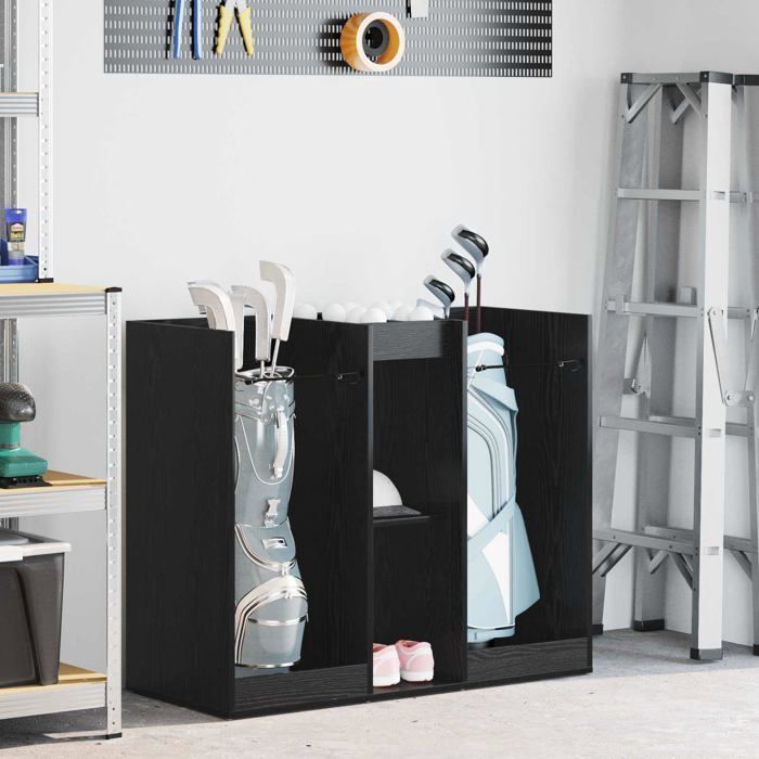 Taquilla de madera para palos de golf - vidaXL - Roble negro - 102x45x85,5 cm - Amplio espacio de almacenamiento - Estructura metálica