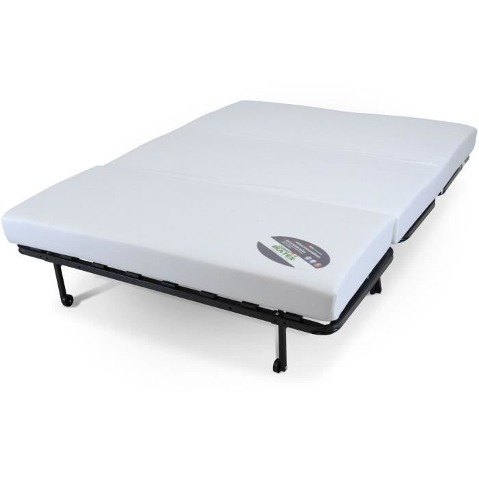 Banquette BZ 2 places BECCI - Tissu gris - Matelas Bultex - L142 x P101 x H95cm - Fabrication française