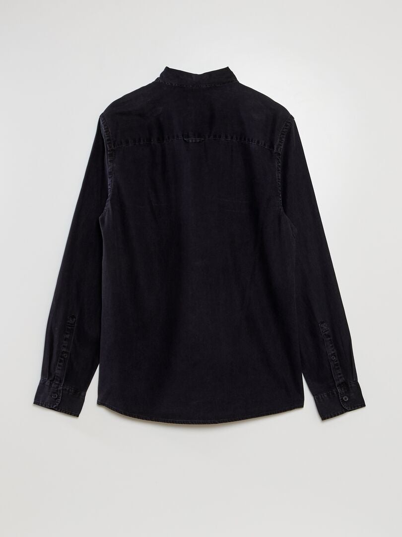 Zacht aanvoelend denim overhemd - ZWART