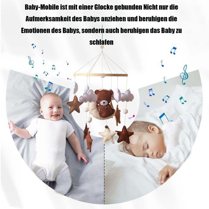 Babymobiel met houten ring en schattige dieren voor babywiegjes, zowel voor jongens als meisjes.