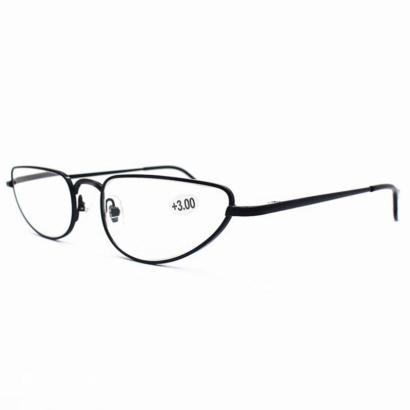 Lesebrille für Damen, rot, modisches Cat-Eye-Design, Weitsichtigkeit, blauer, hochwertiger Edelstahlrahmen, schwarze Spiegel
