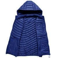 Men's Puffer Jacket, Sleeveless Puffer Jacket with Zip-Up Hood, Warm Down Jacket with Rounded Hem for Autumn and Winter - Blue