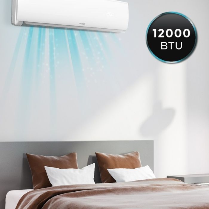 Aire acondicionado split Cecotec AirClima 12000 Smartfresh. 12000 BTU, motor de CC, bomba de calor, control remoto, pantalla LED.