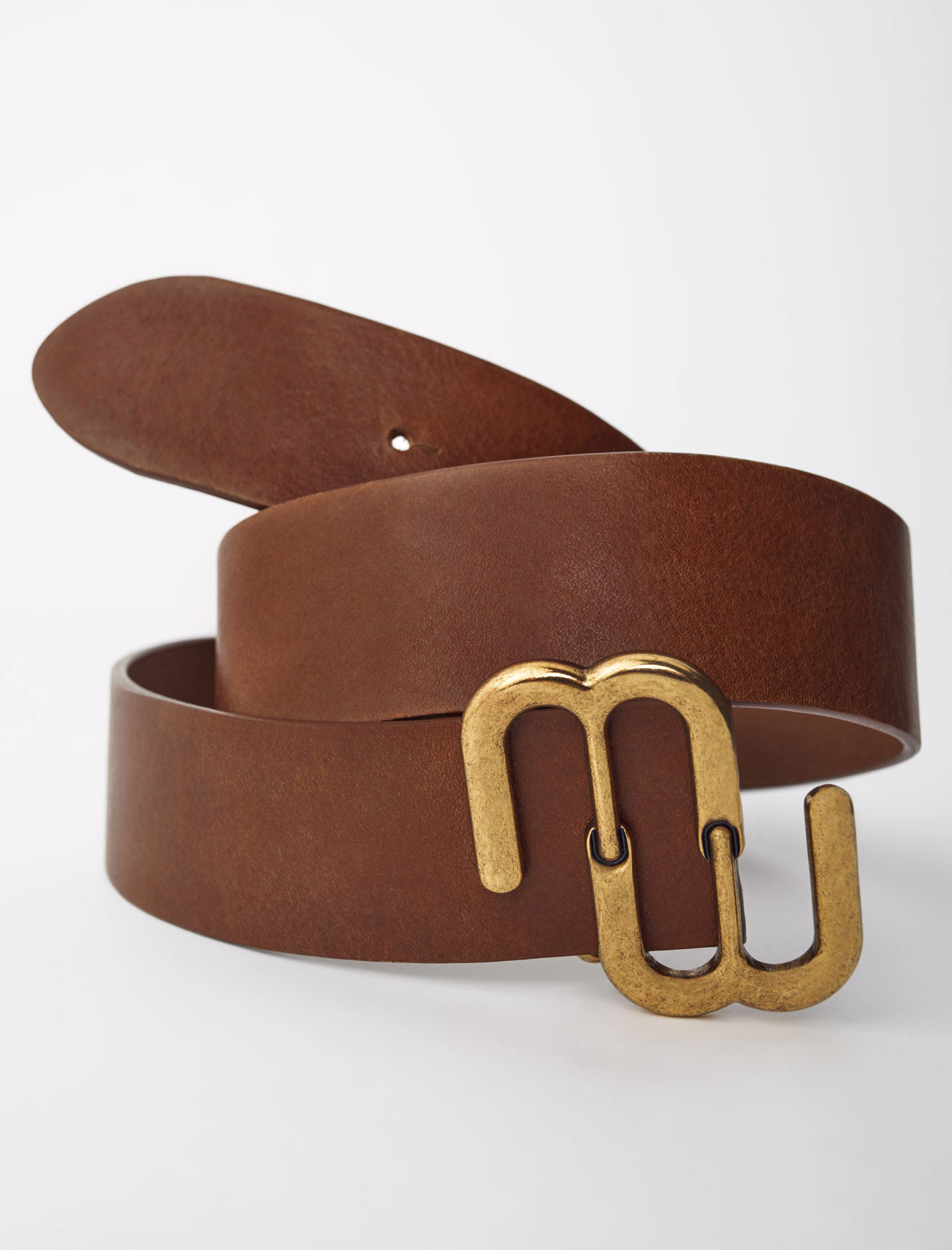 Curea din piele Double M - Caramel