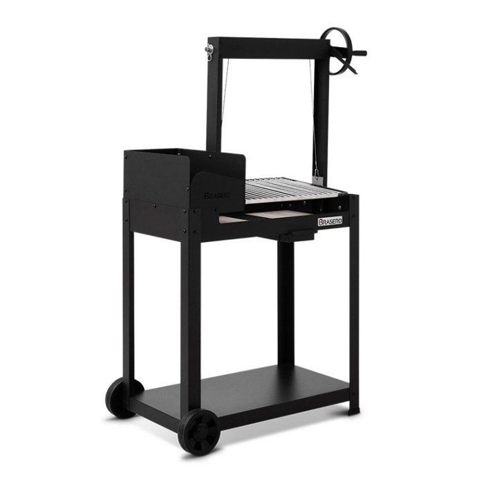 Salamanca BRASERO Charcoal Barbecue - 40.5 x 49 cm Chrome-Plated Steel Grills - Adjustable Grill Height - On a Cart, Black