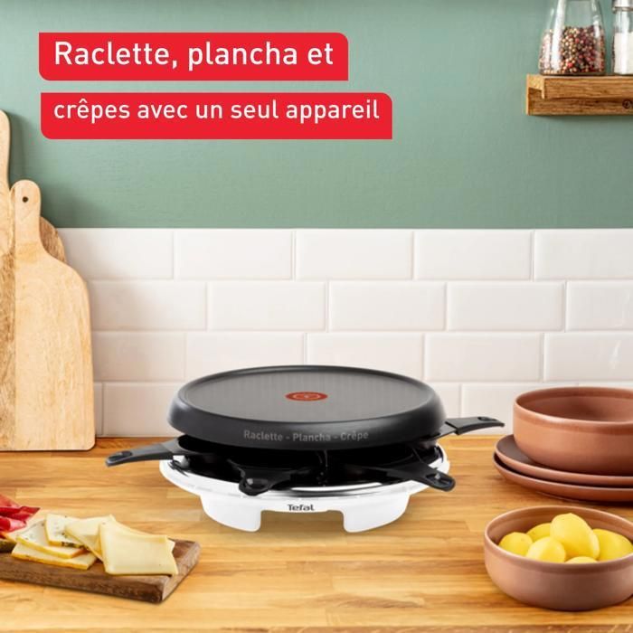 Tefal Raclette Colormania, 6 sartenes, 3 en 1, raclette, plancha, crepera, RE151110