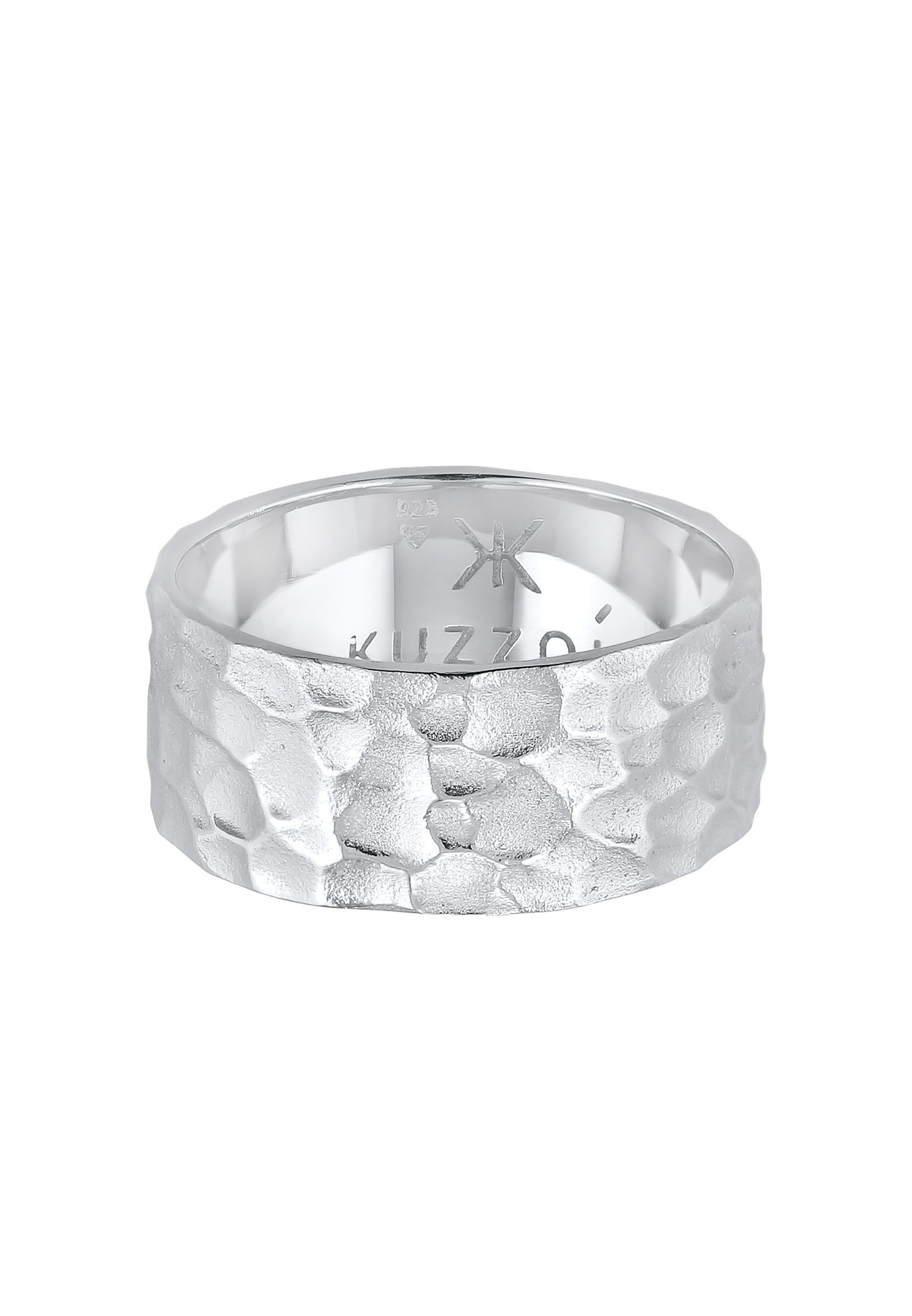 KUZZOI Bague pour homme en argent sterling 925, martelée et massive.