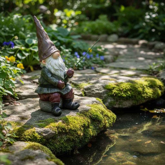 Nain de jardin pêcheur en résine 25 cm