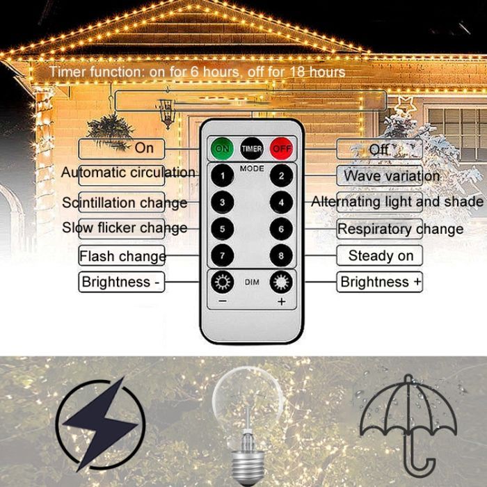 Luci a stringa LED per esterni Ulisem - 20 m - 200 luci - USB - IP65 impermeabili