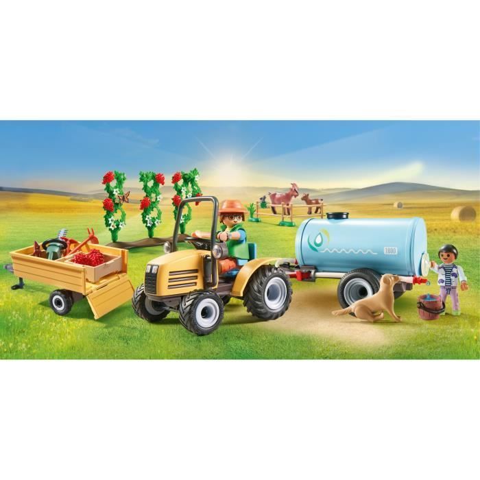PLAYMOBIL 71442 Farmer with Tractor and Tanker, Country Life on the Farm, 117 pieces, Ages 4+