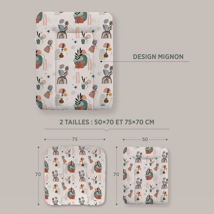 Kikido Matelas a Langer Bebe 50x70 Nature, Matelas Table a Langer Lavable pour Changer le Couche, Matelas à Langer Bébé Imperméable