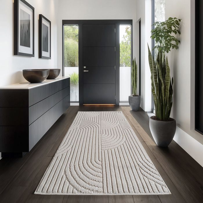 Alfombra de pasillo Carpettex de 80x150 cm, color crema, diseño bohemio escandinavo, suave, duradera y fácil de limpiar. Ideal para la entrada o el dormitorio.