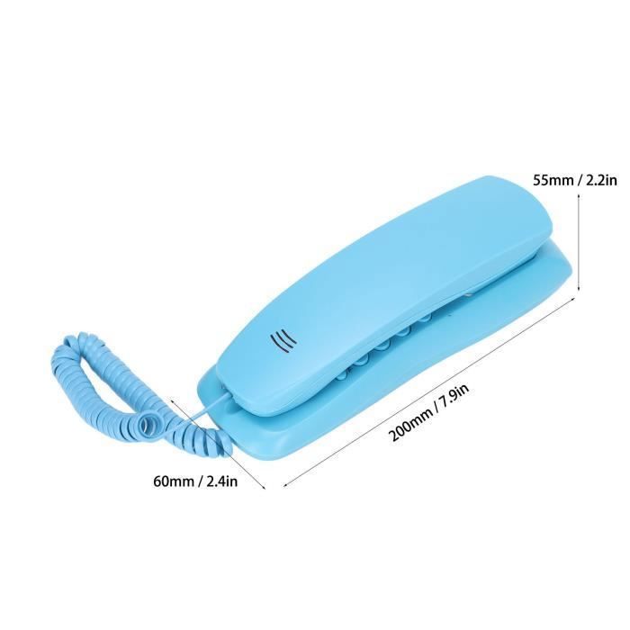 Teléfono fijo KXT628, teléfono de pared para hotel, teléfono de oficina con cable y función de auricular, etiqueta azul.