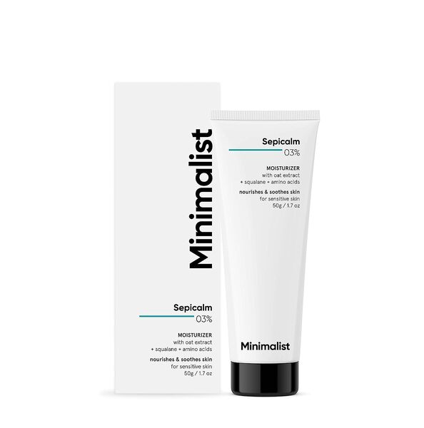 Crema hidratante minimalista Sepicalm para pieles sensibles y calmantes.