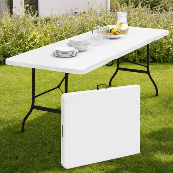 IDMARKET Table pliante d'appoint portable 180 CM pour camping ou réception