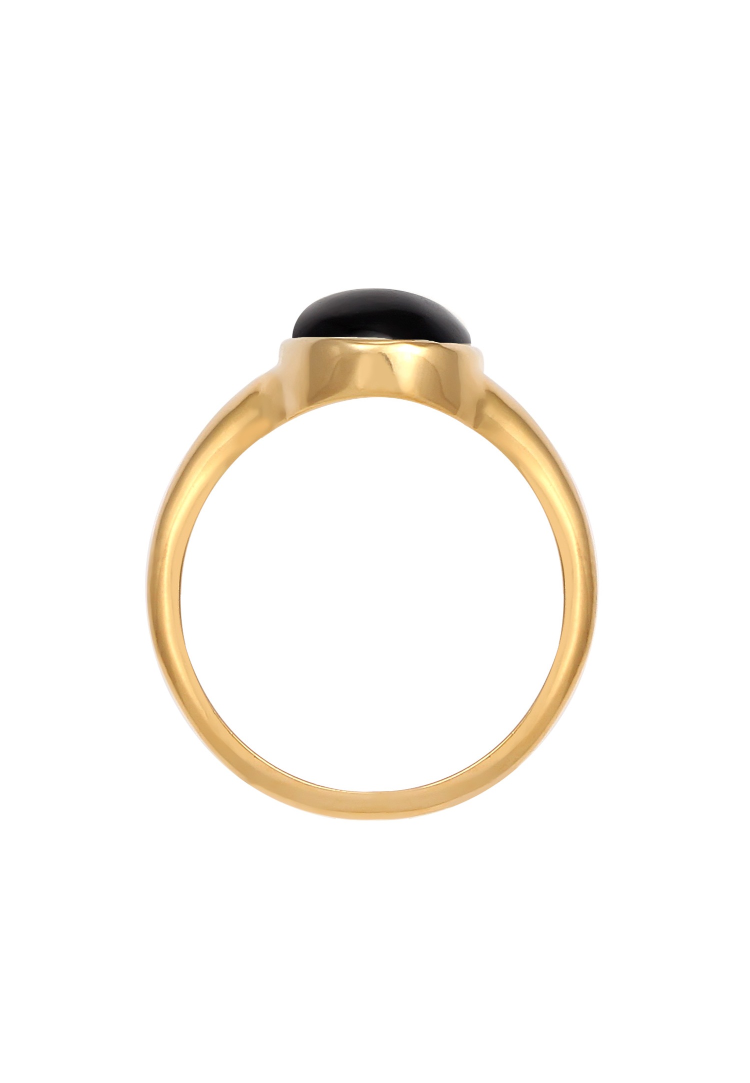 Elli Femmes Sceau Ovale avec Pierre Précieuse Onyx en Argent Sterling 925 Plaqué Or