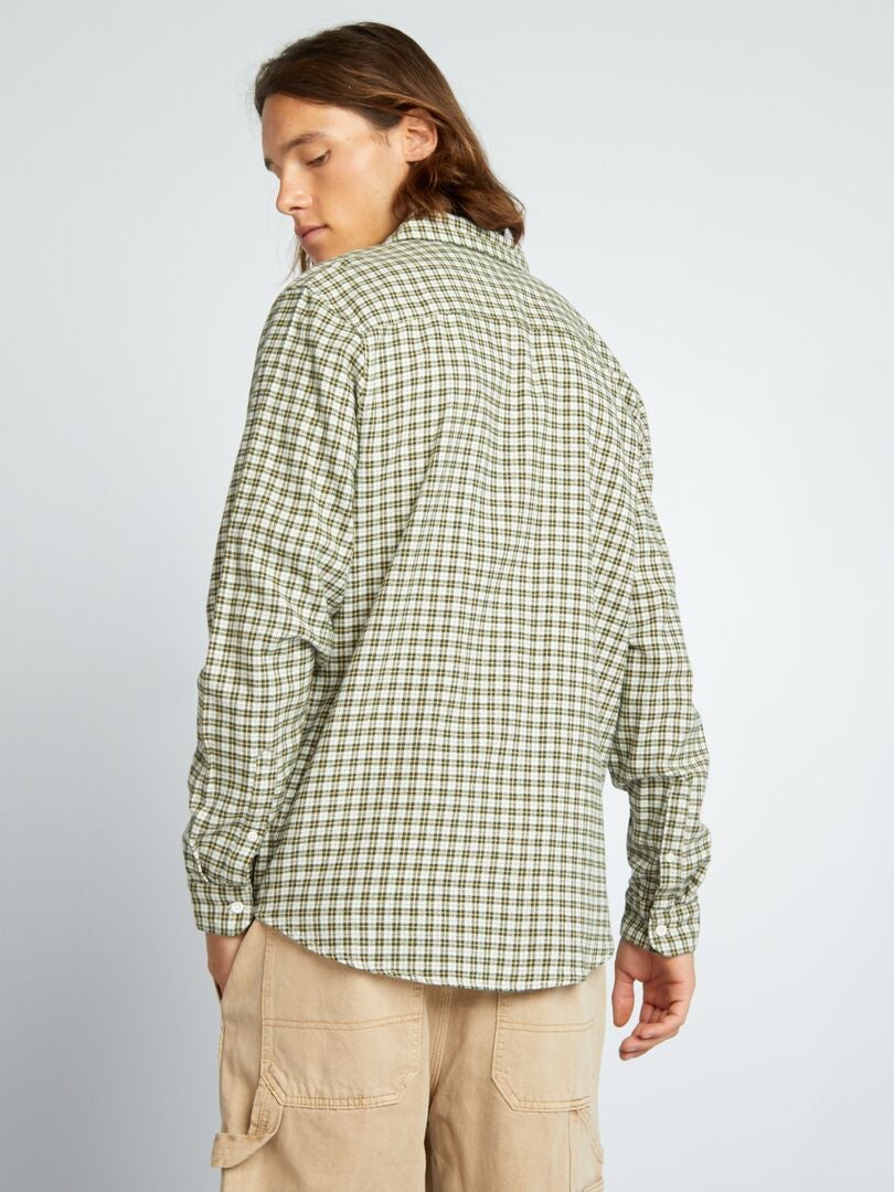 Camisa de flanela xadrez - cáqui