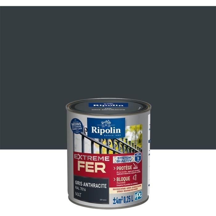 Pintura para exteriores RIPOLIN color hierro - Gris antracita mate, 0,25 L