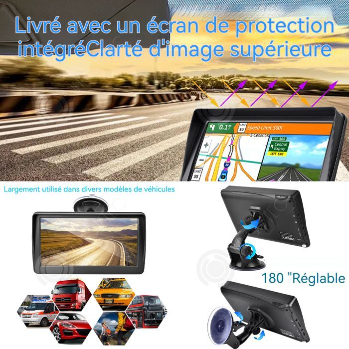 GPS para coche INN con pantalla táctil de 7 pulgadas, sistema de navegación de vídeo portátil para coche, ajustable para múltiples ángulos, navegación para motocicletas.
