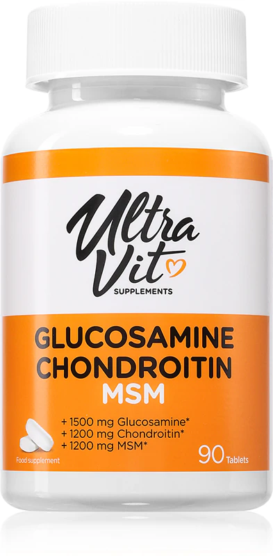 Comprimidos de suplemento alimentar VPLab UltraVit Glucosamina Condroitina MSM para auxiliar o sistema imunológico.