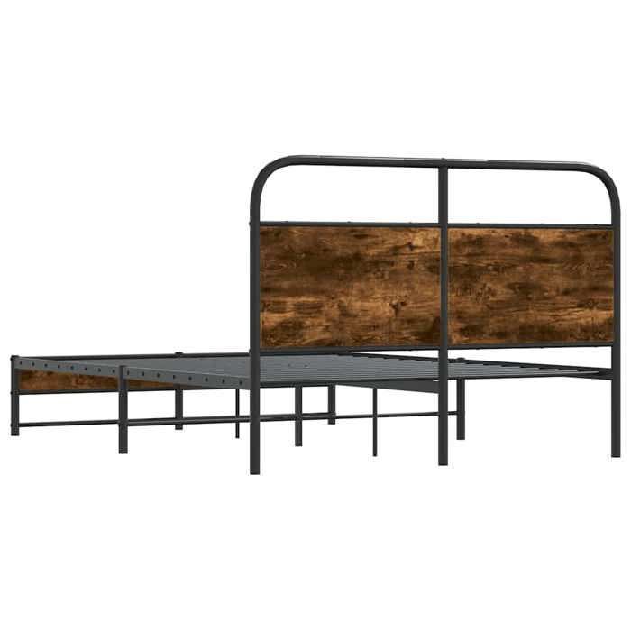 Bed frame - UU - 120x190 cm - Smoked oak - Engineered wood - Steel - With headboard - Clearance height 27 cm