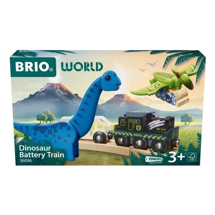 Trenino elettrico a batteria Brio Dinosaur - Dinosauro incluso - per set di trenini in legno - Età 3+ - Brio World - 36096