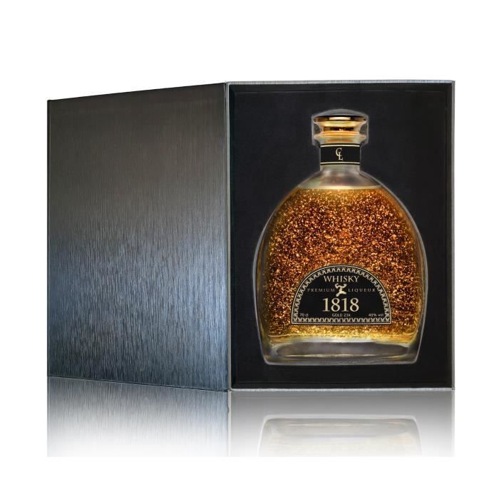 1818 Whisky Cadeauset - Premium likeur met 23-karaats bladgoud - 12 jaar oude maltwhisky - Cadeau voor mannen - Inclusief geschenkdoos en gouden certificaat